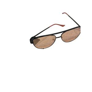 Evee Gemini Aviator Sunglasses Brown Tinted Lenses Black Pink Frames Case Cloth
